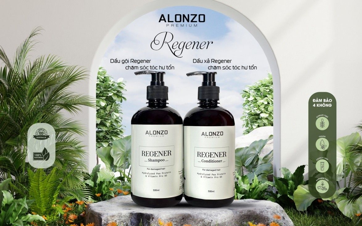 Bộ sản phẩm dầu gội xả chiết suất từ tự nhiên Alonzo Premium
