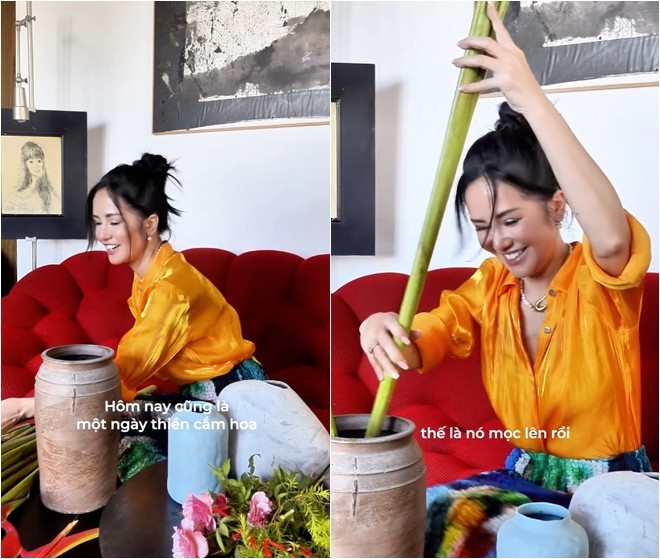 Diva Hồng Nhung cắt hoa vào cắm trong penthouse khu nhà giàu, dân mạng bình luận "Nhìn điêu quá"