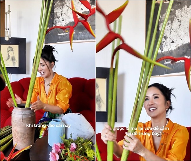 Diva Hồng Nhung cắt hoa vào cắm trong penthouse khu nhà giàu, dân mạng bình luận "Nhìn điêu quá"
