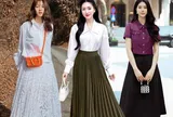 Combo áo sơ mi và chân váy tưởng đơn giản nhưng lại giúp bạn "ăn đứt" đồng nghiệp nơi công sở
