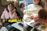 Bé gái cùng bố đi tàu về nhà, bố ngủ say không hay biết gì, đứa trẻ ngồi cạnh làm việc khiến hành khách nể phục