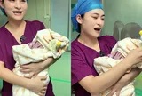 Bác sĩ vừa bế em bé sơ sinh ra ngoài phòng mổ, cả nhà chưa kịp nhìn, đứa trẻ đã liên tục lấy tay che mặt