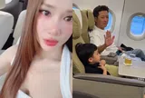 Nhã Phương xuất ngoại, Trường Giang một mình đưa hai con di chuyển bằng máy bay hạng thương gia về quê