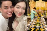 Học trò Trấn Thành có con thứ 5 với hot girl kém 8 tuổi, mâm cúng đầy tháng trông khác lạ, nhìn kỹ thật xa hoa