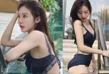 Bà mẹ mặc bikini khoe dáng nõn nà ở bể bơi, nhìn sang cô con gái còn giật mình hơn