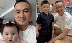 Chi Bảo tóc điểm bạc thấm mệt vì chơi với 2 con nhỏ, đứng cạnh ái nữ khiến vợ Lý Thùy Chang phải "tìm điểm khác biệt"