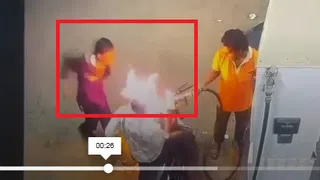 Hút thuốc lá nhưng bị ngăn cấm, người đàn ông liều lĩnh đốt luôn xe máy tại trạm xăng