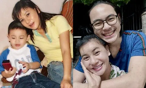 Cát Phượng khoe loạt ảnh hiếm, cho thấy hành trình con trai từ giống mẹ trở thành giống bố Thái Hoà