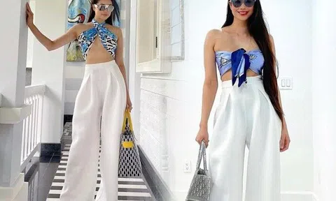 Phạm Hương mặc một chiếc quần từ Mỹ về đến Việt Nam,đổi cách phối vẫn đẹp ngời ngời