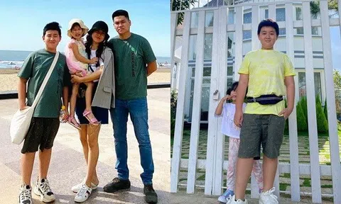 Con trai riêng Lê Phương phổng phao đáng kinh ngạc, em gái chung nửa dòng máu đứng cạnh như "người tí hon"