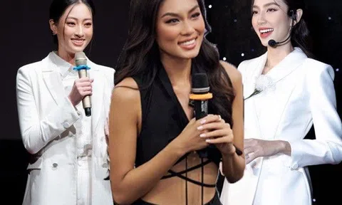 Á hậu Việt kiều mặc áo ngắn cũn làm diễn giả, đối lập hoàn toàn Thùy Tiên hay Lương Thùy Linh trước đó