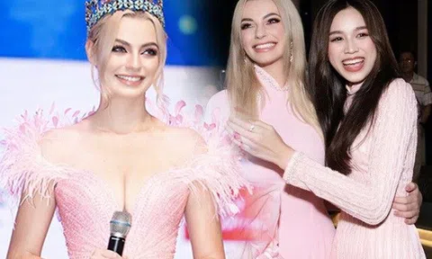 Đương kim Miss World 2021 diện đầm hồng khoe body nảy nở gửi lời chào tới Eva