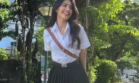 Á hậu "chặt thịt" đến trường mặc váy ngắn cũn chuẩn nữ thần học đường, ra phố ăn diện đầy bốc lửa
