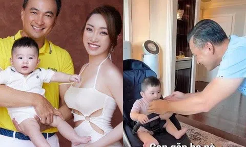 Con trai Chi Bảo mặt "già đời" hơn hẳn sau nửa tháng xa phụ huynh, không còn nhận ra bố