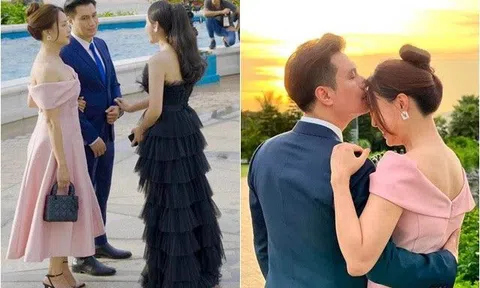 Tay trong tay dự tiệc với Hồng Diễm, Việt Anh vẫn than: "Số không được nhờ vợ"