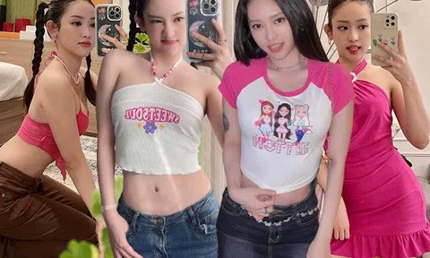 Chán "cưa tuổi" bằng áo trẻ em ngắn cũn cỡn, Thuý Vi lấp ló gò bồng đào trở lại đường đua gợi cảm