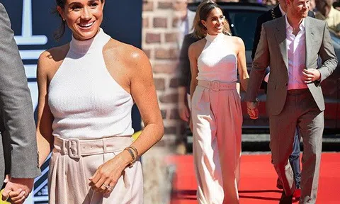 Meghan Markle ăn diện đơn giản mà sang, chiếc quần ống rộng cô mặc được săn lùng ráo riết