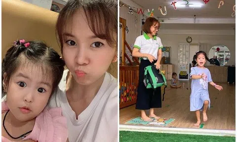 Con gái Lê Phương 3 tuổi lớn xinh đáng yêu, trả lời thông minh khi mẹ nhắc chuyện đi học