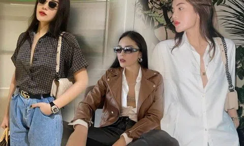 Đây là bà hoàng của mốt mặc áo sơmi "cài cho vui", thanh lịch thì ít mà phong phanh thì nhiều