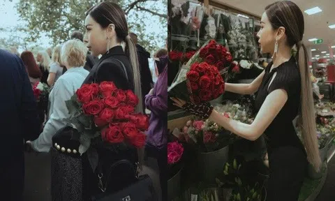 HH Hoàng Dung mặc đồ đen, tới điện Buckingham đặt hoa tưởng niệm Nữ hoàng Anh