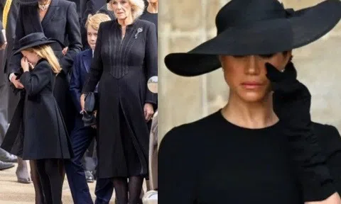 Những giọt nước mắt trong đám tang Nữ hoàng: Meghan rưng rưng, Công chúa Charlotte lấy tay lau mặt