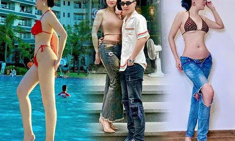 Quý cô 46 tuổi diện bikini khoe eo bé gần bằng Ngọc Trinh, đứng cạnh con trai bị nghi cặp phi công