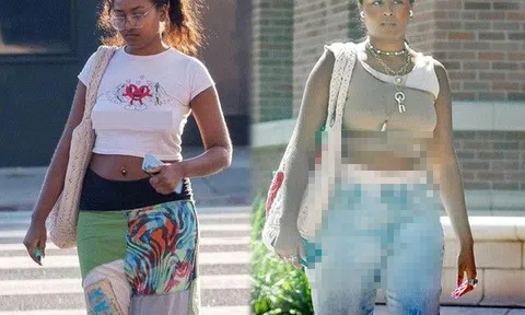 Hết "thả rông", con gái út Obama tuổi 21 diện quần cạp trễ lộ cả mảng nội y trên phố