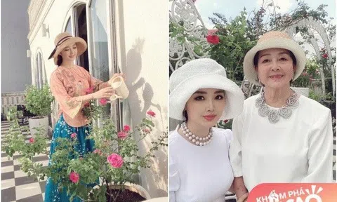 Hoa hậu Giáng My thảnh thơi trồng rau củ trong biệt thự, kết quả bội thu ăn không hết