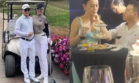 Phương Oanh và Shark Bình xuất hiện công khai tại sự kiện, không ngại quạt mát, lau mồ hôi cho nhau