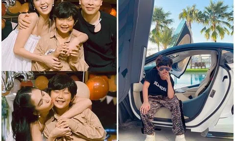 Ngọc Trinh Vũ Khắc Tiệp mừng sinh nhật 10 tuổi của con trai, ôm hôn thắm thiết chuẩn gia đình hạnh phúc