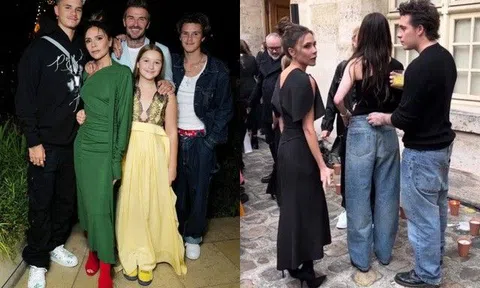 Sau màn quay mông về phía mẹ chồng, vợ Brooklyn vắng mặt trong ảnh gia đình Beckham