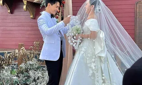 Cô dâu Diệu Nhi diện váy cưới đính hàng ngàn cánh hoa thủ công, xinh đẹp như công chúa truyện cổ tích