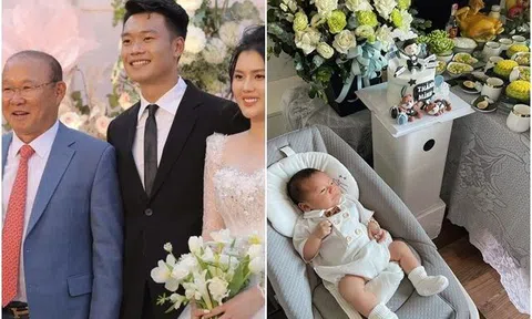 Học trò cưng HLV Park Hang Seo vừa lên chức bố đã hội quân, vợ hotgirl ở nhà làm đầy tháng con hoành tráng