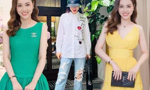 Hết diện style “cái bang”, vợ kém 15 tuổi của NSND Công Lý quay lại váy bánh bèo, không quên “dát” hàng hiệu