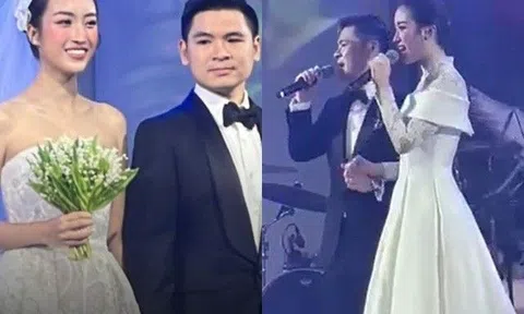 Đám cưới Đỗ Mỹ Linh và con út Bầu Hiển: Chú rể nói lời ngọt ngào, Lương Thùy Linh bắt được hoa cưới từ cô dâu