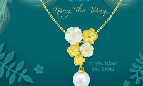 Vẻ đẹp lãng mạn của Hoa Bạch Tuyết Mai trong bộ sưu tập trang sức vàng 24k Nàng Thơ vàng của DOJI
