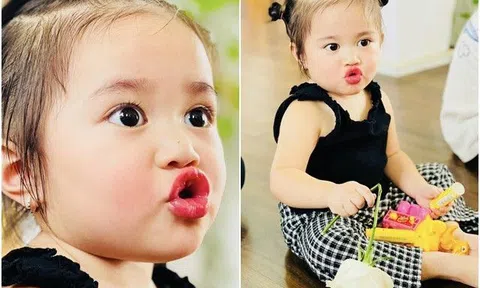Con gái Lê Dương Bảo Lâm 2 tuổi mắt tròn xoe, môi đỏ, nổi tiếng ở trường mẫu giáo