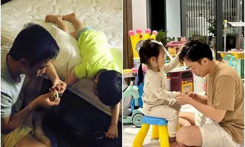 7 năm 1 tư thế: Cường Đôla ngồi nền đất cắt móng tay cho con Hồ Ngọc Hà, Đàm Thu Trang