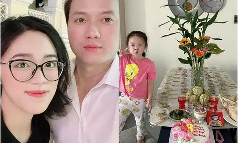 Làm mẹ sau mối tình chú cháu, vợ Quách Ngọc Tuyên làm cỗ cúng căn 3 tuổi cho con gái rất thịnh soạn