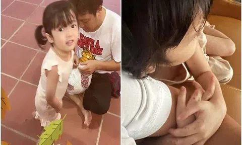 Con gái Nhã Phương bị ốm cũng bám bố Trường Giang không rời, nhìn đôi tay bé ai cũng thương