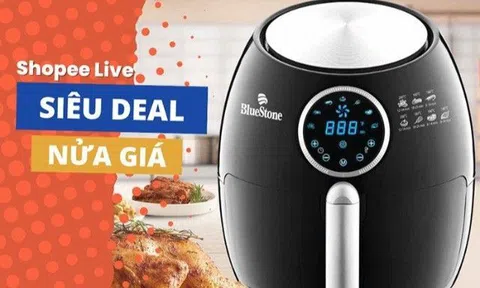 Nồi chiên không dầu Bluestone giảm sốc nửa giá, duy nhất hôm nay tại Shopee Live