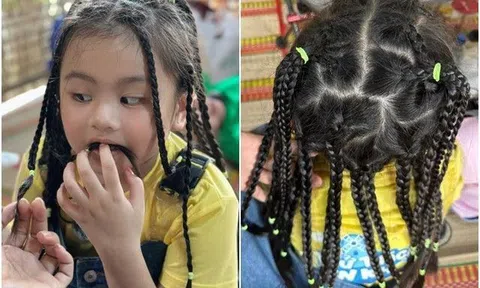 Con gái tóc quá dày, Vân Trang khoe tài tết tóc cho bé cực khéo, ai cũng tấm tắc khen