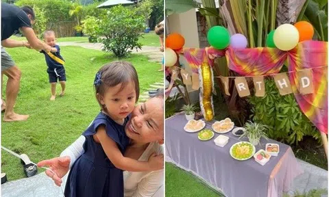 Hồ Ngọc Hà, Kim Lý đến trường mẫu giáo làm sinh nhật cho Lisa Leon, nhìn kỹ mâm tiệc thật giản dị