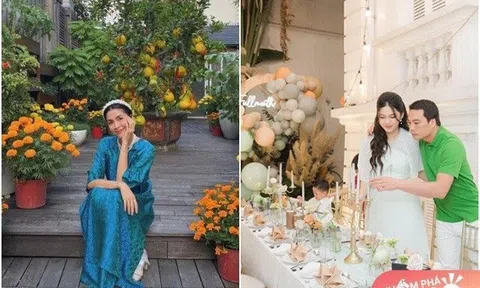 Tăng Thanh Hà, Á hậu Thanh Tú nhà rộng, khỏi cần nhà hàng tự tổ chức tiệc trong biệt thự riêng