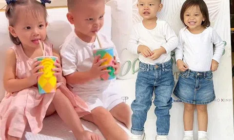 Lisa mặc lại chân váy cũ được khen như siêu mẫu, Leon đóng bộ quần jeans dạn dĩ như học sinh lớp 1
