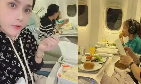 Đoàn Di Băng đi máy bay để thấy chỉ cho con lớn ngồi hạng thương gia với bố mẹ, 2 con nhỏ ngồi hạng phổ thông