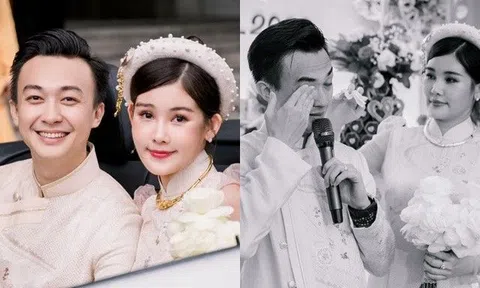 Từng mang danh "Hoa hậu xấu nhất Việt Nam", Lê Âu Ngân Anh cưới được chồng điển trai, chú rể bật khóc