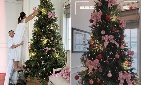 Sao Việt 24h: Tăng Thanh Hà trèo thang trang trí Noel sớm tại biệt thự, cây thông cao gấp 3 lần ái nữ gây chú ý