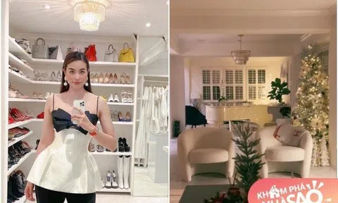 Phạm Hương khoe trọn biệt thự bên Mỹ, mua 3 cây thông lớn trang trí nhà đón Giáng sinh