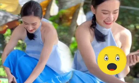 "Mỹ nhân ăn chay" đẹp nhất Vbiz diện áo yếm mỏng manh chặt dừa, dân mạng thắc mắc khoản phòng hộ